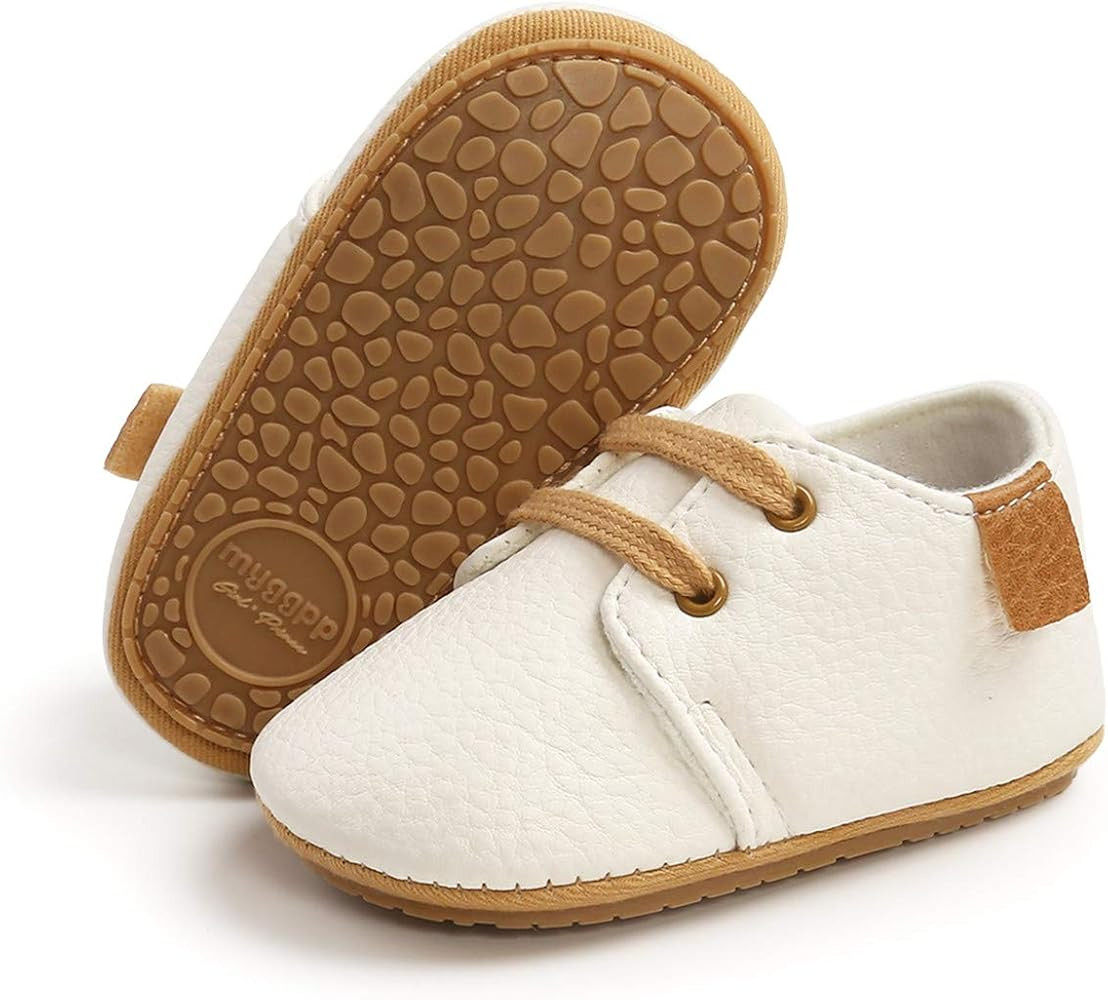COSANKIM Baby Boys Girls Shoes Lace Up Leather Infant Sneakers Non Slip Rubber Sole Newborn Loafe... | Amazon (US)