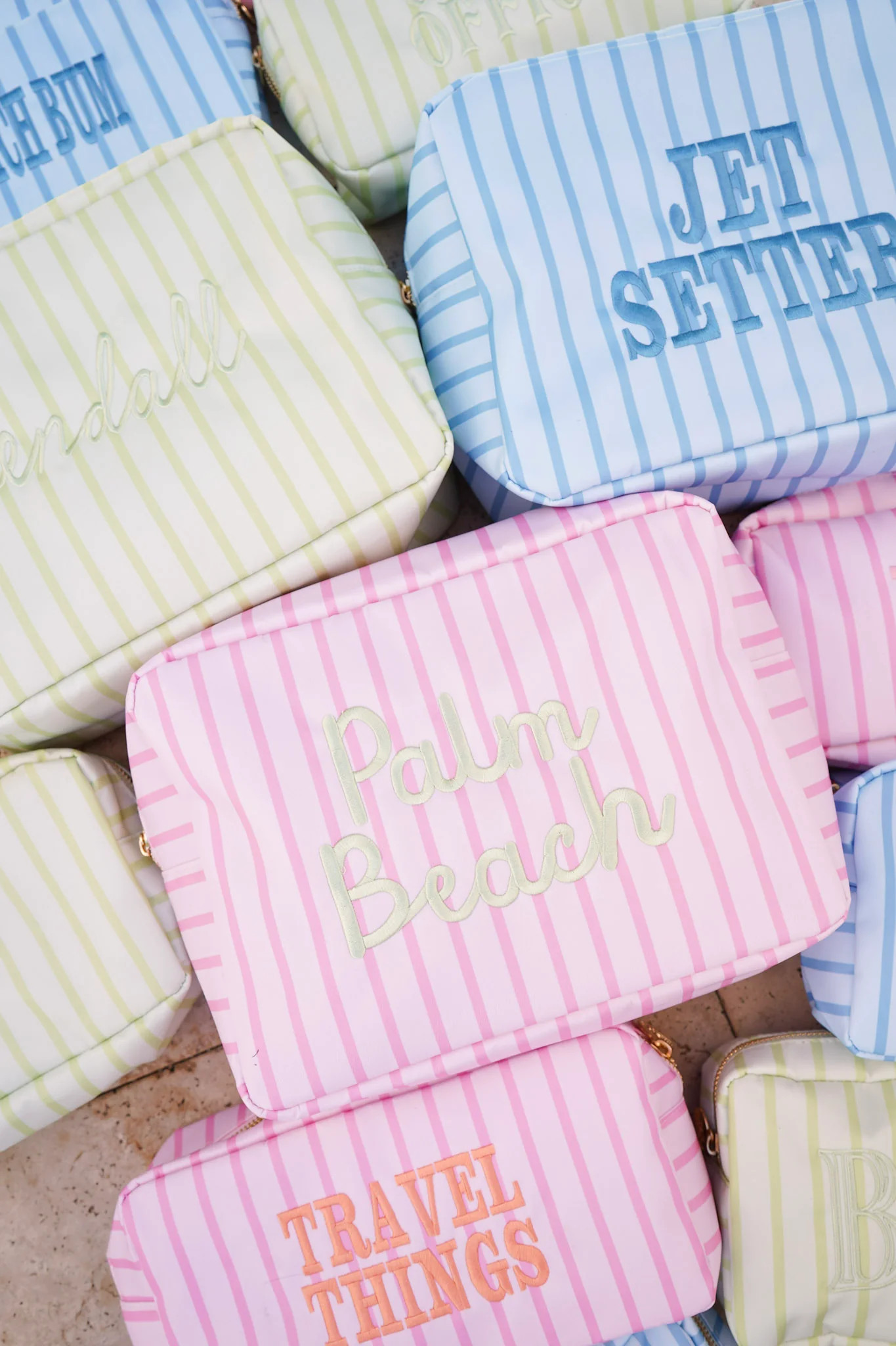 Nylon Striped Makeup Bag Collection | KenzKustomz