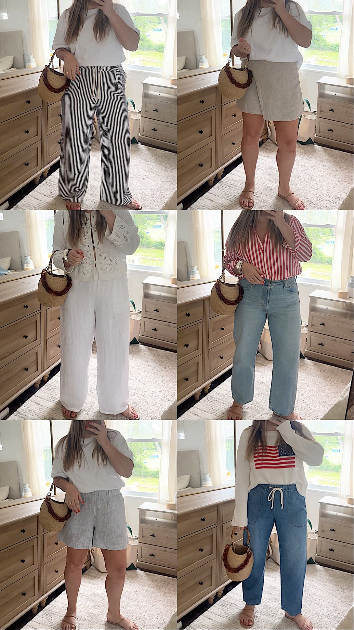 All items true to size except skort could size up in 

Striper pants in large
Jeans i sized up one for room

Sezane
Flag sweater
Linen pants
Linen shorts
Amazon style
Clare v
Reformation
Ludo sandal
White tee 

#LTKFindsUnder50 #LTKShoeCrush #LTKFindsUnder100