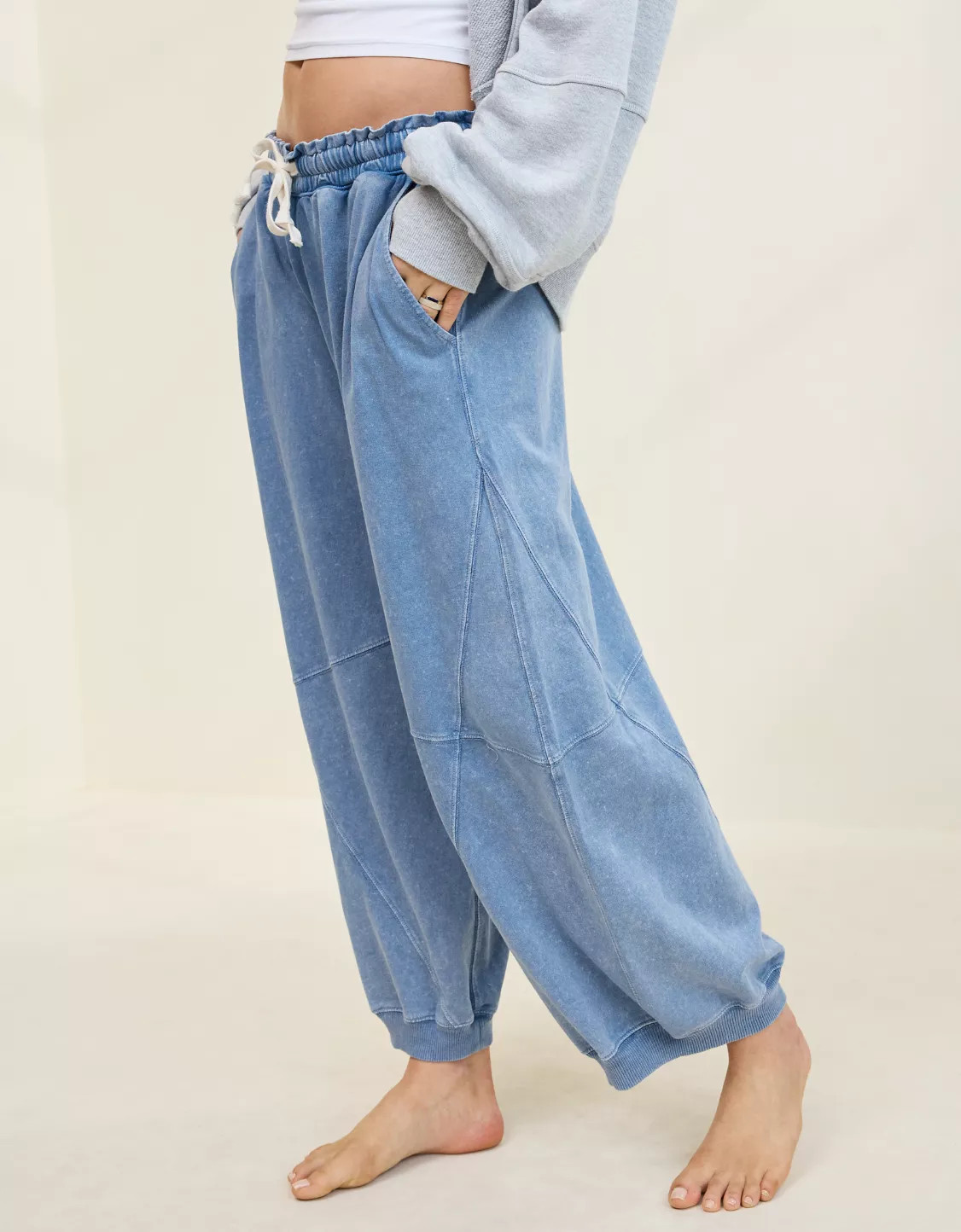 Aerie Baggy Barrel Leg Fleece Pant | Aerie