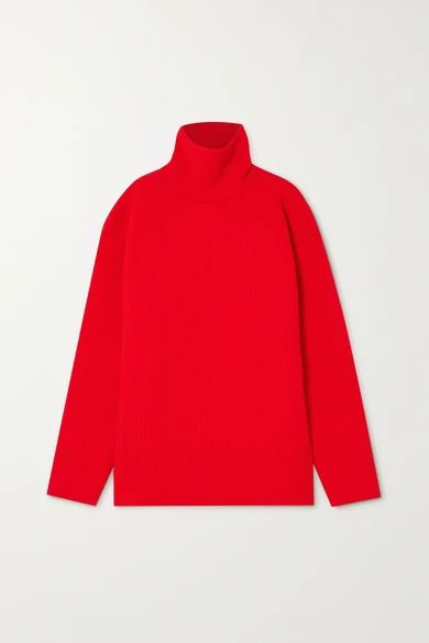 Balenciaga - Oversized Ribbed-knit Turtleneck Sweater - Red | NET-A-PORTER (US)