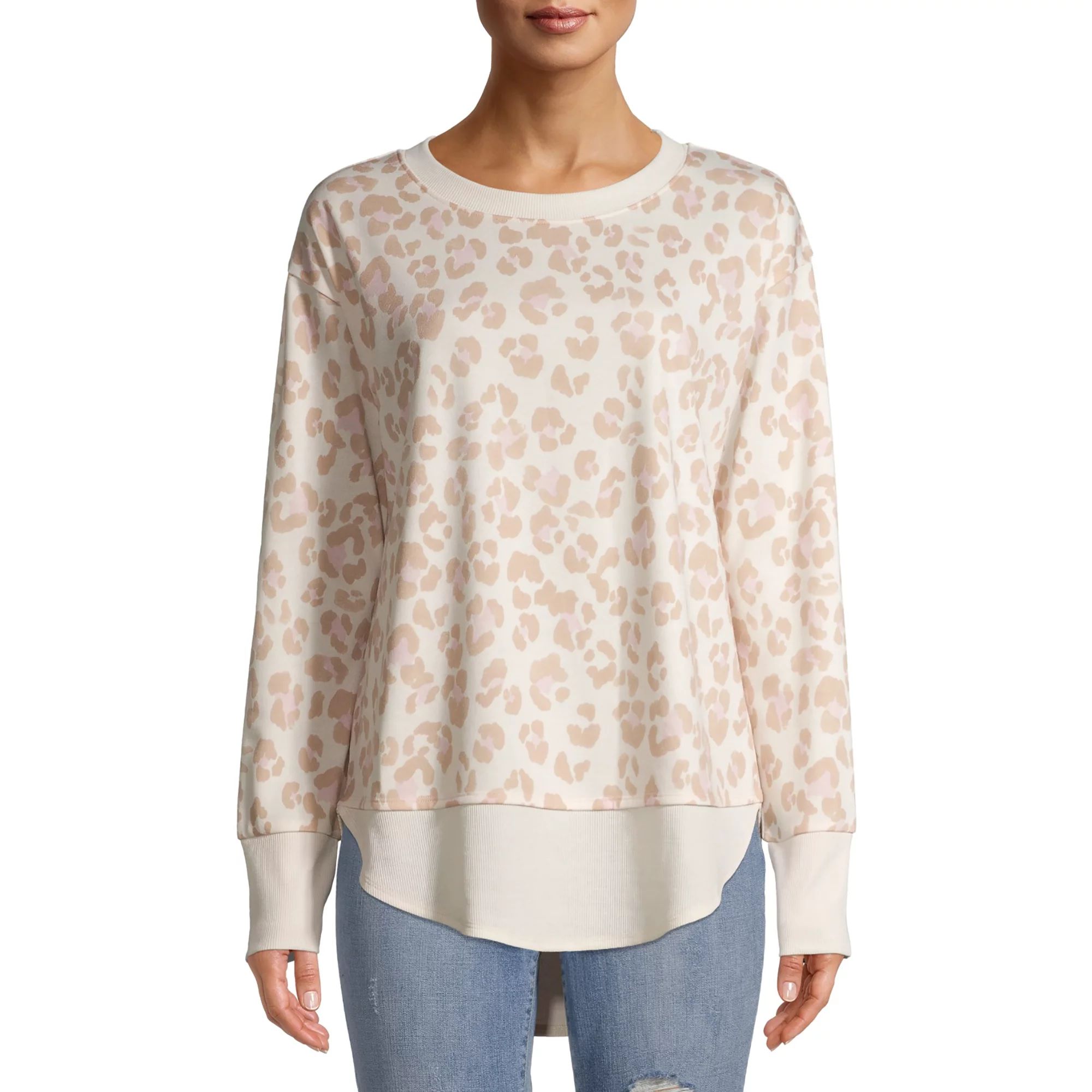 Gray by Grayson Social Women's Leopard Print Crewneck Pullover Sweatshirt | Walmart (US)