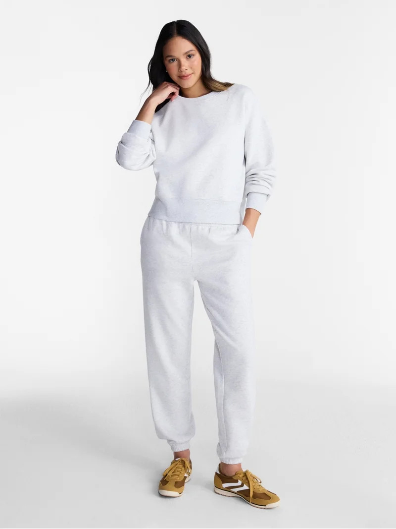 No Boundaries Boxy Fleece Sweatshirt, Midweight, Women's XXS-XXL | Walmart (US)