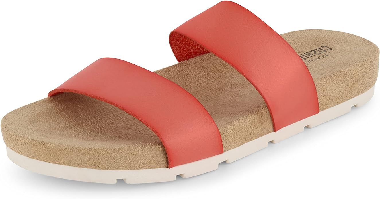 CUSHIONAIRE Women's Jaimy 2 band footbed slide sandal +Memory Foam | Amazon (US)