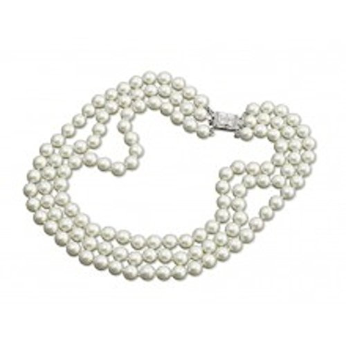 Kenneth Jay Lane Simulated Pearl Necklace Rhinestone Faux Diamond Clasp Kenneth Lane Jewelry 3 Rows 10mm Pearls Jackie Kennedy Repro | Amazon (US)