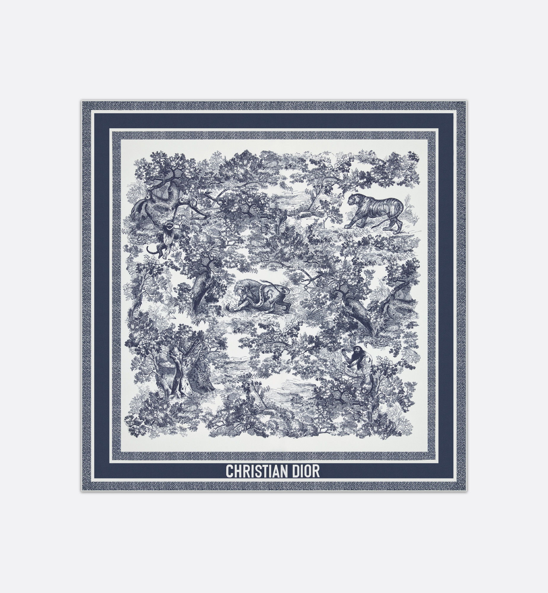 Toile de Jouy Sauvage 90 Square Scarf Ivory and Navy Blue Silk Twill | DIOR | Christian Dior Parfums UK