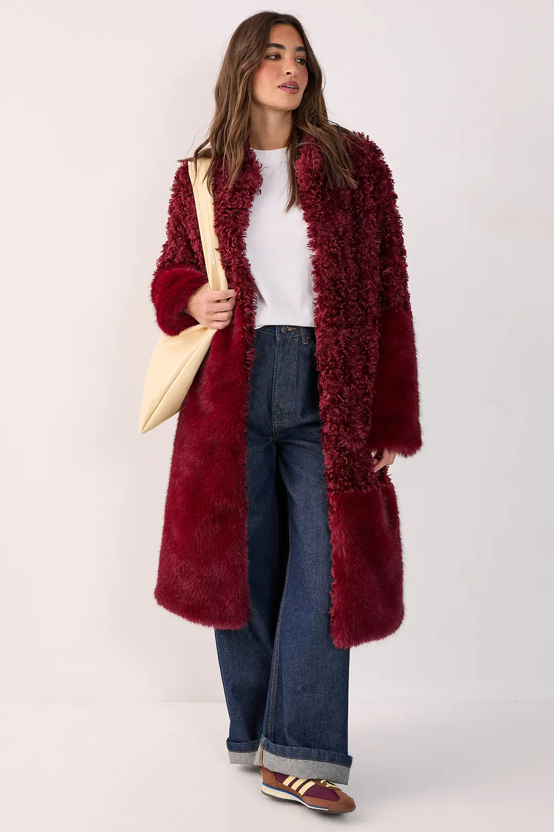 Mixed Faux Fur Borg Coat | Nasty Gal US
