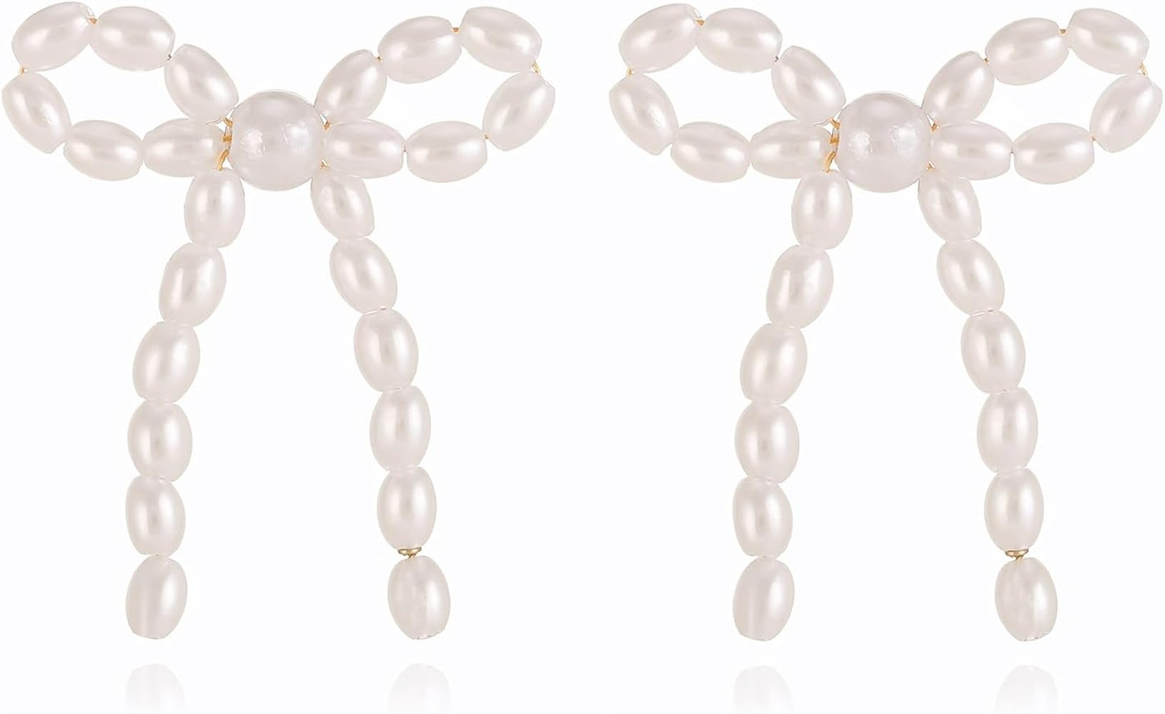 Gold Silver Bow Earrings Vintage Bow Knot Earrings Tassel Pearl Rhinestone Ribbon Drop Earrings J... | Amazon (US)