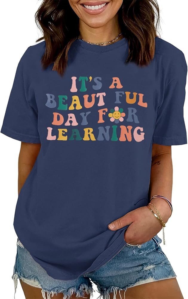 Teacher Shirts for Women Teacher Life Shirt Teacher Gift It's A Beautiful Day for Learning T Shir... | Amazon (US)