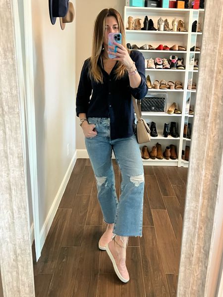 This has become my unofficial mom uniform (when I’m not in athleisure!) 😆 Try it out: gauze button down + crop flare jeans + slip on sneaker. 

Shirt: runs small. Wearing size 8
Jeans: run small. Wearing size 29
Shoes: run TTS (If in between size down). Wearing 9.5.

My shirt and shoes are currently 25% off! (My color shoe isn’t currently available but I’ve linked the same style in other colors.) It’s the comfiest! 

P.S. This would make for a great travel outfit as well! ✈️

#LTKshoecrush #LTKsalealert #LTKstyletip
