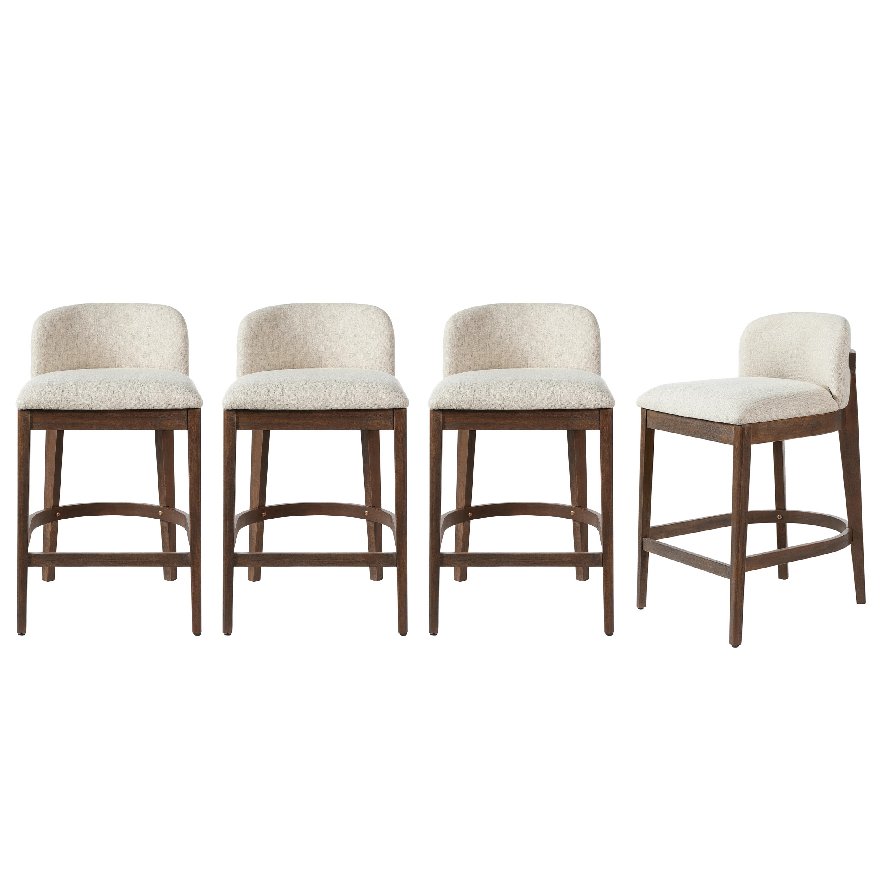 McCollum Modern Contemporary Rubberwood Upholstered Counter Stool with Arc-Beam Support | Wayfair North America