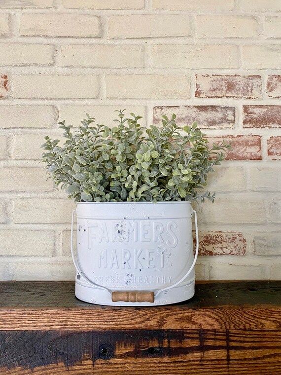 White Metal Bucket Set of 3, White Tin Bucket with Handle, White Metal Pail Small, Farmers Market... | Etsy (US)