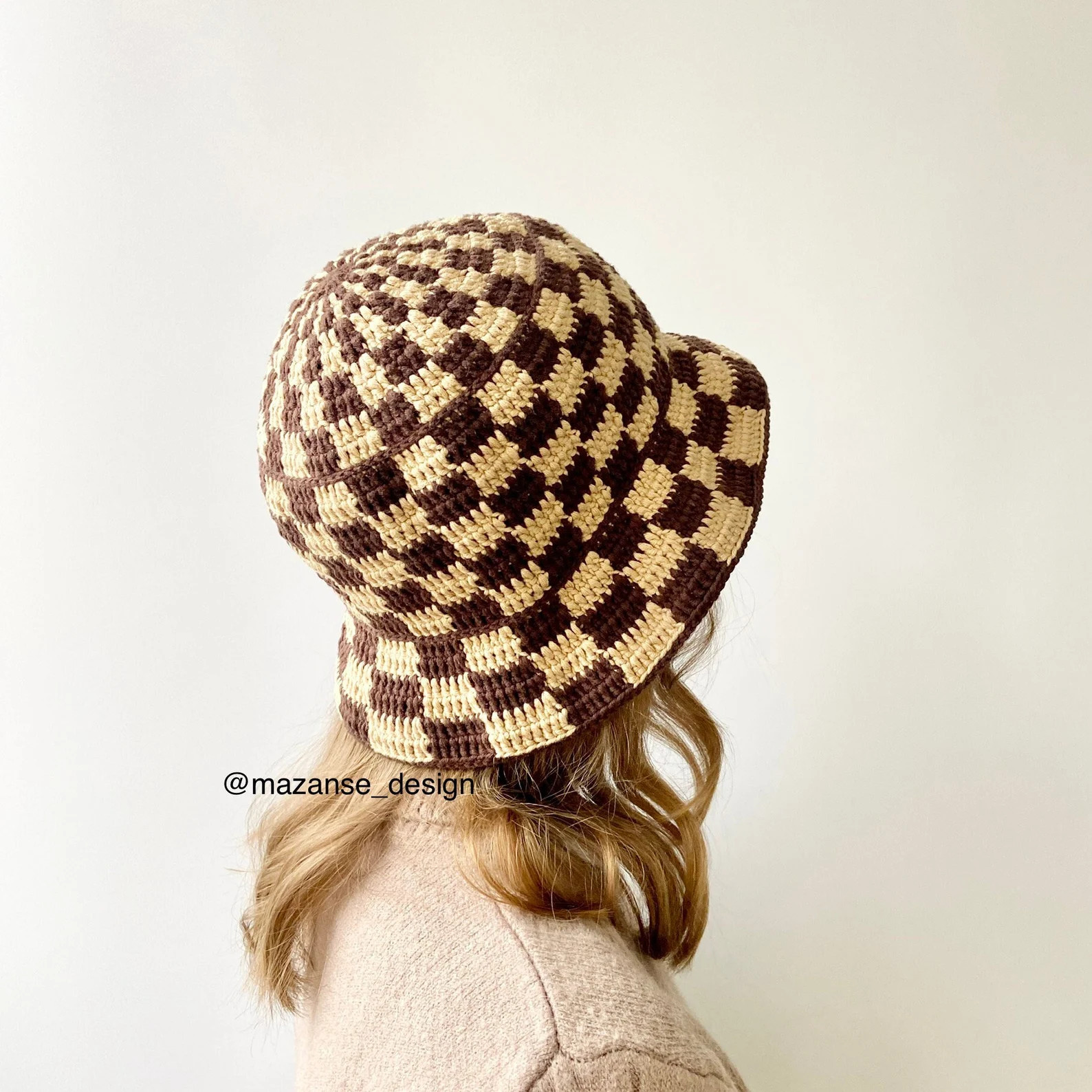 Crochet Checkered Bucket Hat: Cotton Brimmed Sun Hat | Etsy (Global)