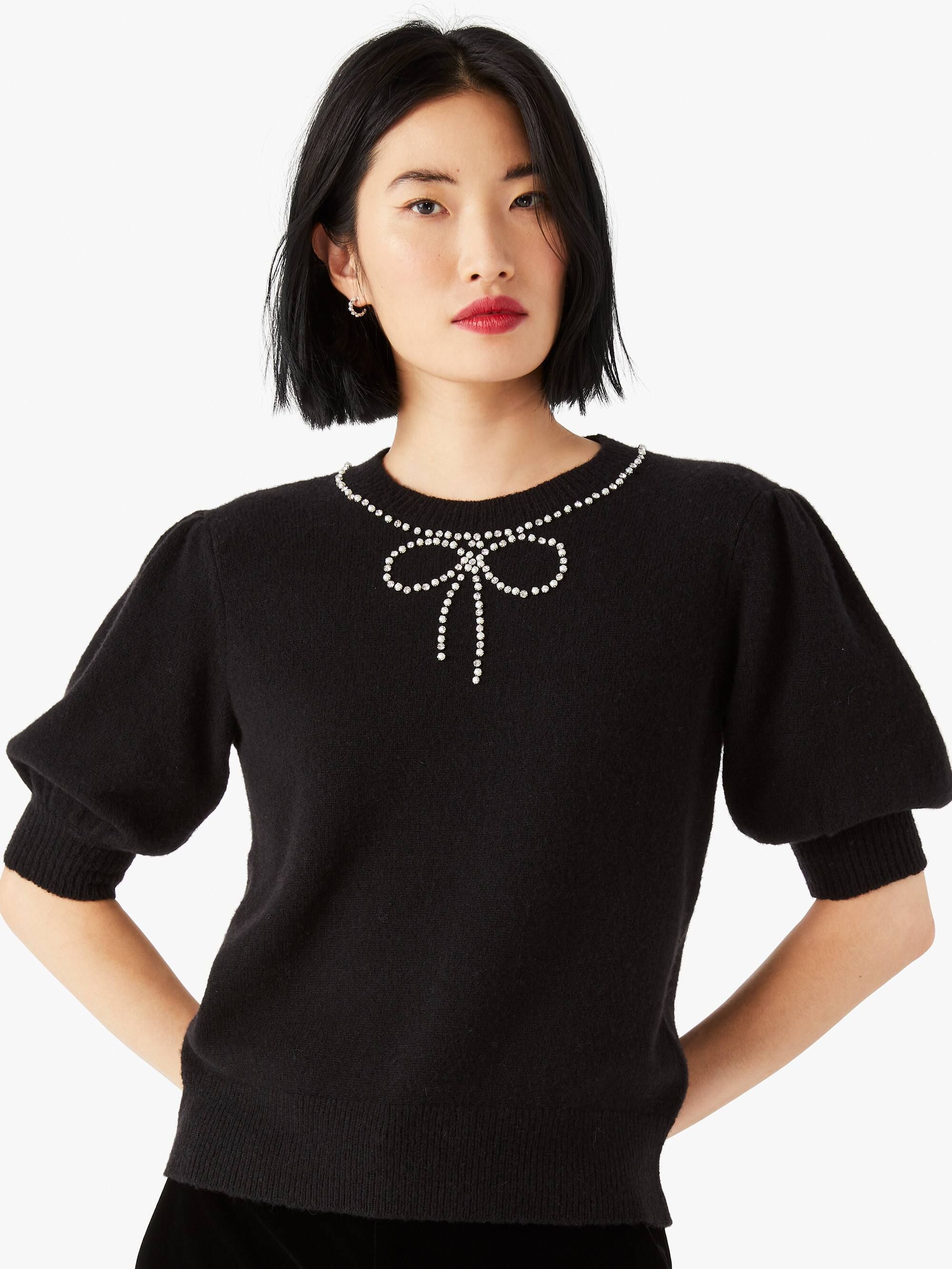 pearl-rhinestone bow sweater | Kate Spade (US)