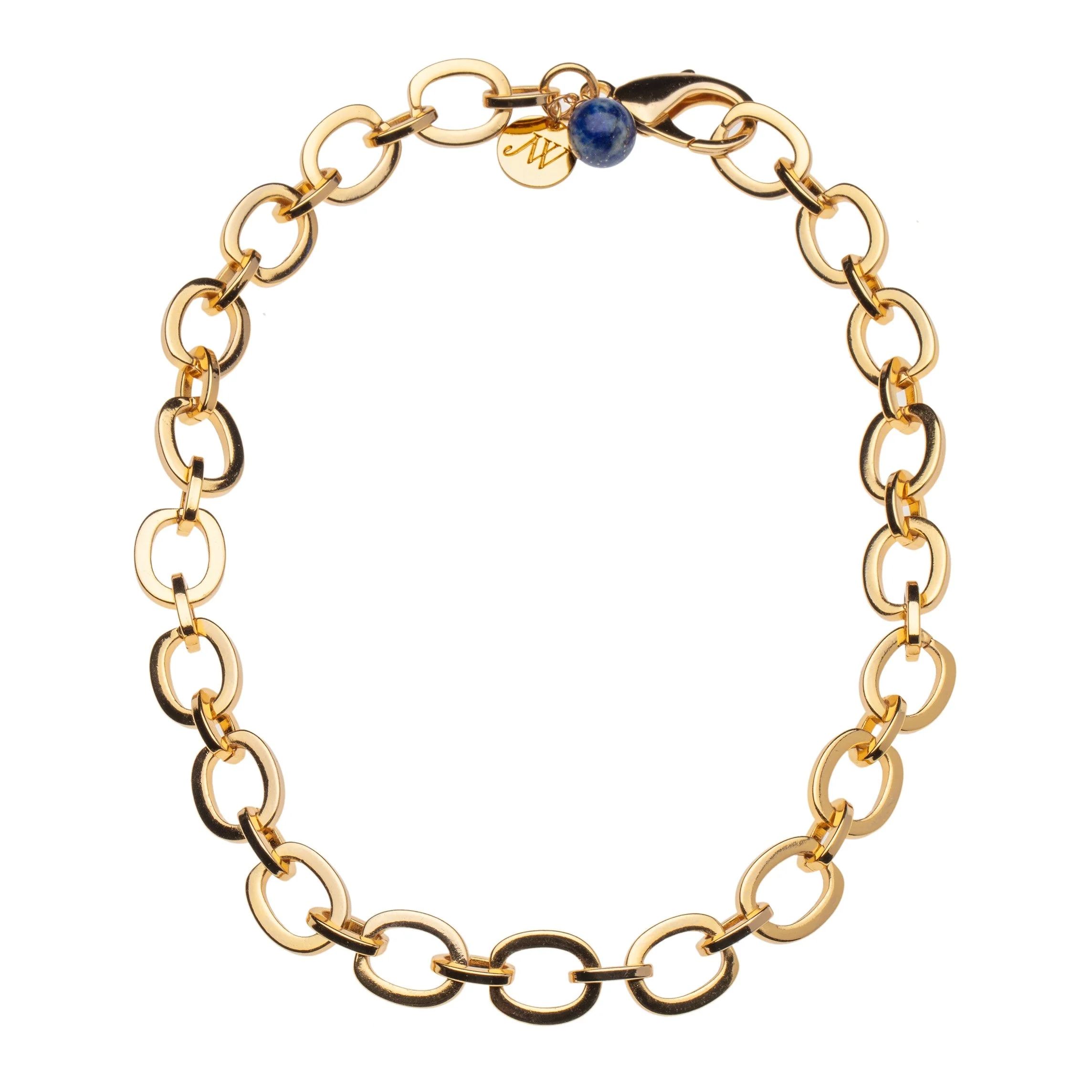 Chunky Link Chain with Lapis Bead 18" SALE | Jane Win