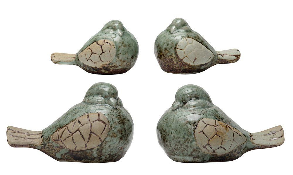 Set of 4 Decorative Ceramic Scroll Winged Bird Statues Home or Garden Decor | Amazon (US)
