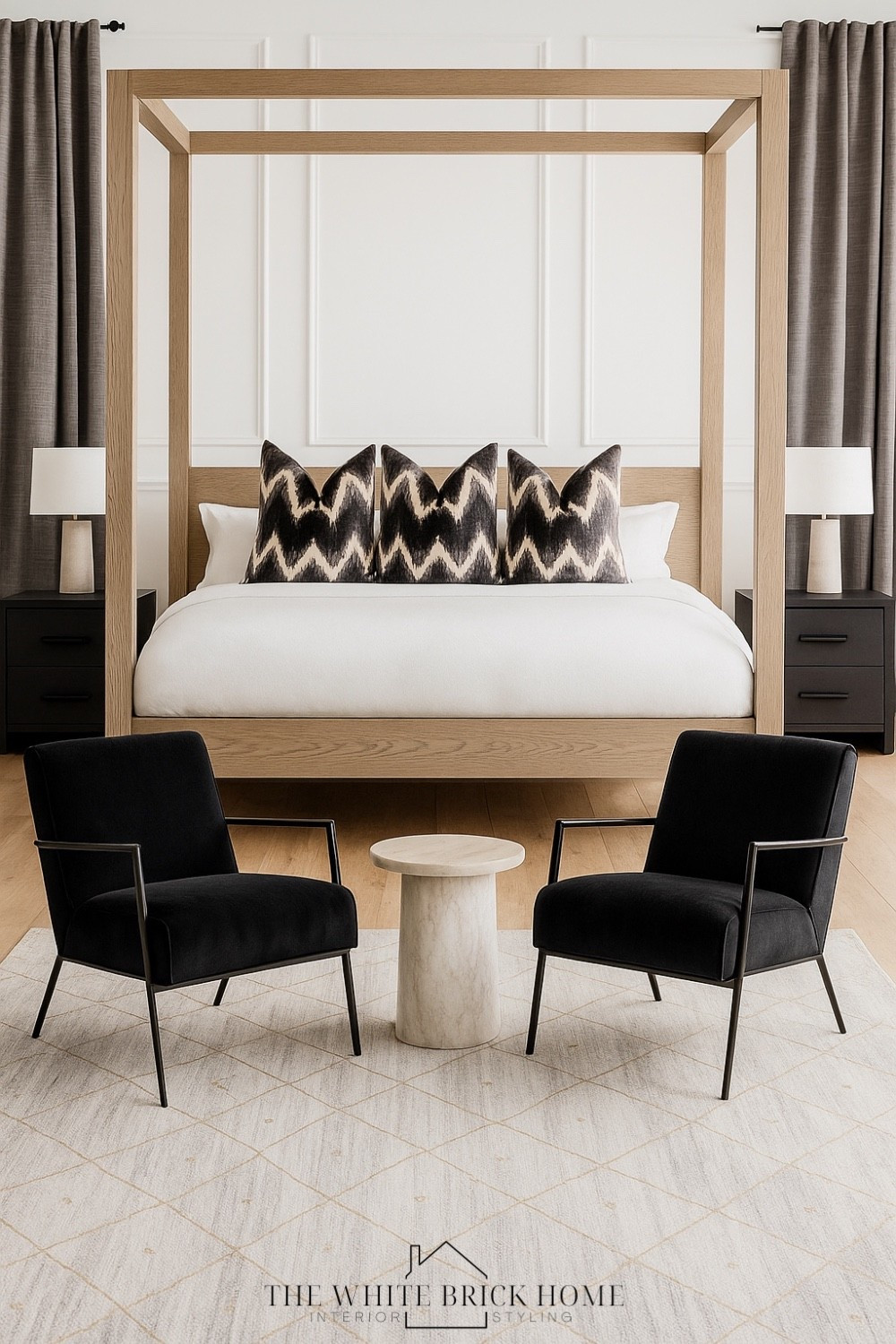 This modern yet cozy bedroom blends warm wood tones and bold contrast for a sophisticated room design. 

🖤🖤

Bed, bedroom, bedroom decor, canopy bed, nightstand, accent chair, bedroom lamp, bedside lamp, bedroom decor, area rug, bedroom rug, primary bedroom, bedroom, master bedroom, modern bedroom, modern room, modern bedroom furniture, home design, bedroom design ideas, crate and barrel bedroom design, cb2, McGee 


#LTKSaleAlert #LTKHome #LTKStyleTip