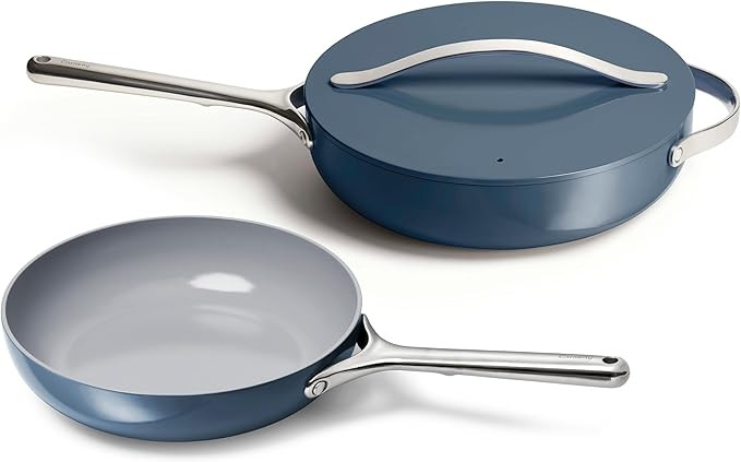 Caraway Fry Pan and Sauté Pan Duo - 10.5” Ceramic Frying Pan and 11.8” Deep Sauté Pan with ... | Amazon (US)