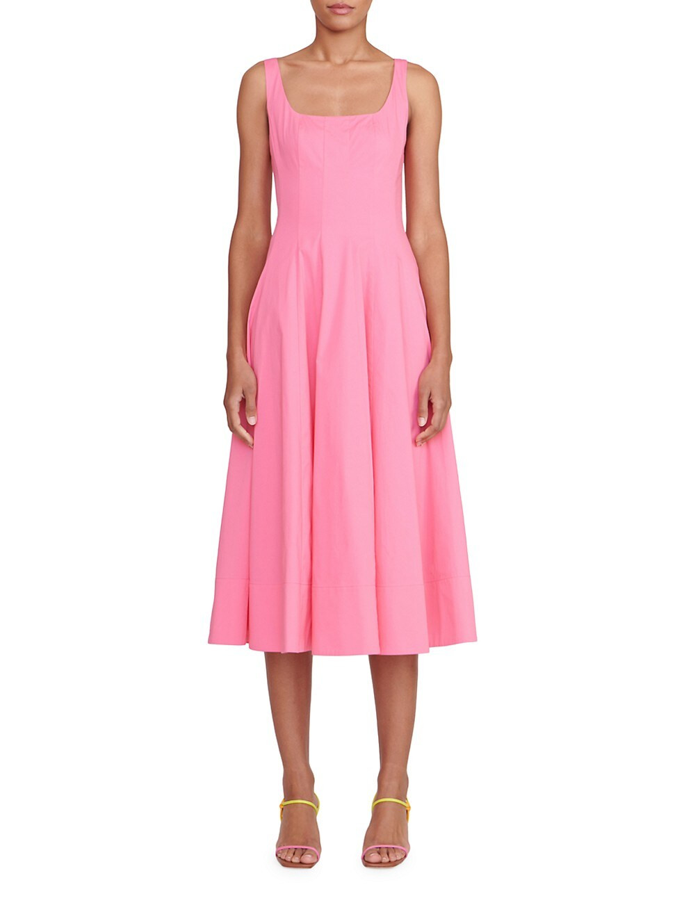 STAUD Wells Cotton Poplin A-Line Midi-Dress | Saks Fifth Avenue