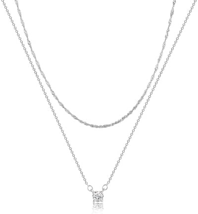 Gold Necklace for Women 14K Gold/Silver Plated Choker Diamond Necklace Set for Women Simple Daint... | Amazon (US)