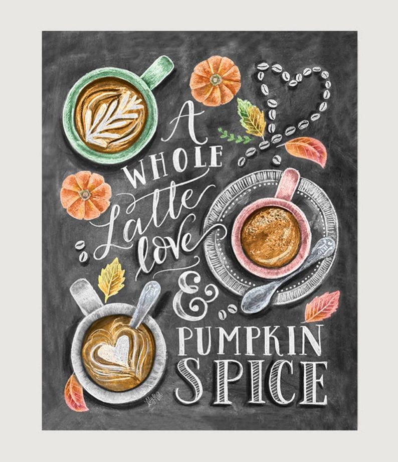 Pumpkin Spice Latte  Fall Art  Coffee Art  Latte Art  | Etsy | Etsy (US)