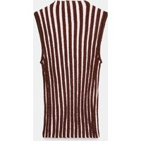 Zara - Textured Striped Sleeveless Top - Brown Stripes - L - Woman | Zara UK