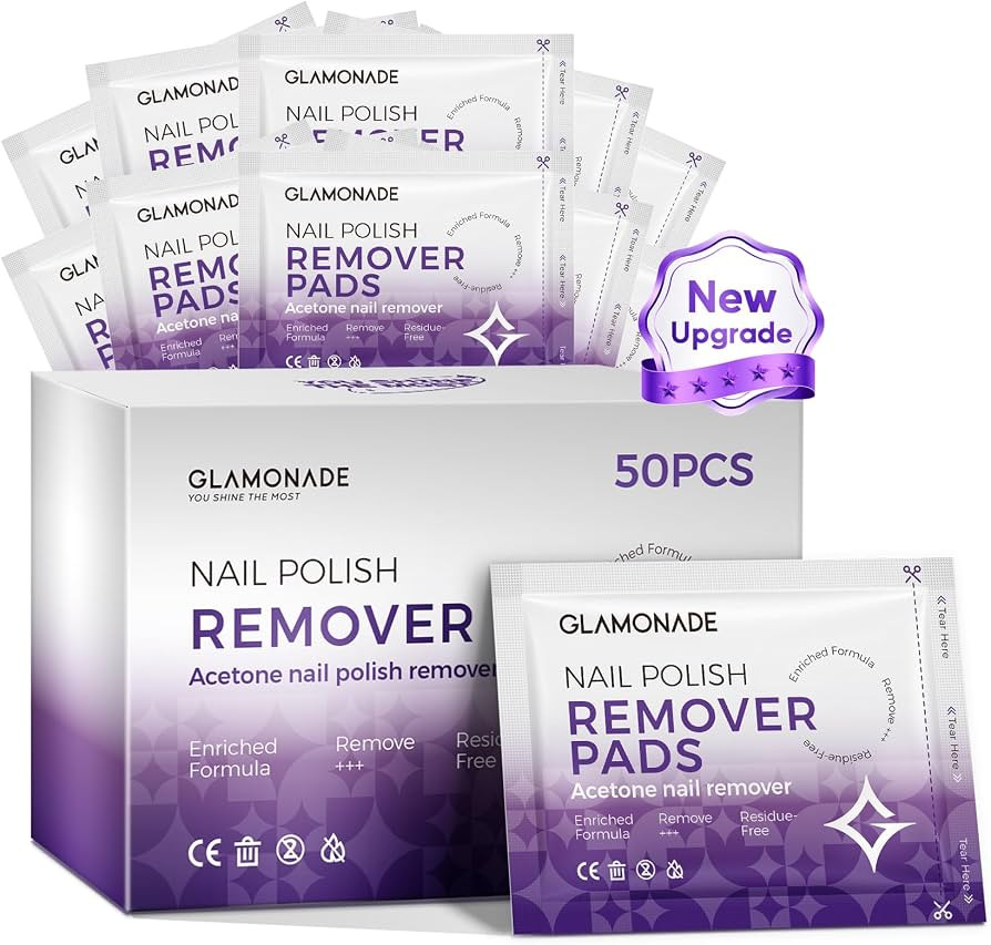 Glamonade Nail Polish Remover Pads: Acetone Gel Nail Polish Remover Wipes 50 PCS Professional Ind... | Amazon (US)