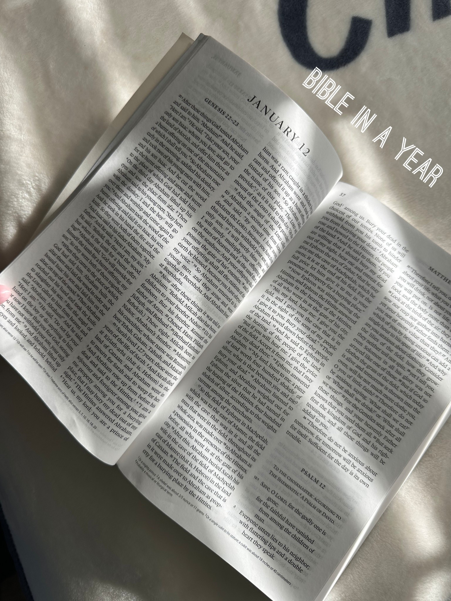 As a Christian it is my goal in 2026 and I have LOVED how this Bible is formatted. It’s a daily devotional with different passages from different books in order to get through the Bible in a year, I am going to link similarly formatted Bibles like the one I am using below! Mine is by Crossway and my big Bible is the She reads truth, it also has devotionals and great margins for notes! ✝️

#bible #christian #newyearsresolution #God 

#LTKmomlife #LTKselfcare #LTKmorningroutine