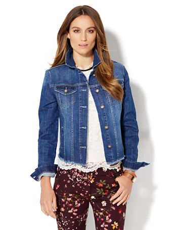 Soho Jeans - Raw-Edge Denim Jacket - New York & Company | New York & Company