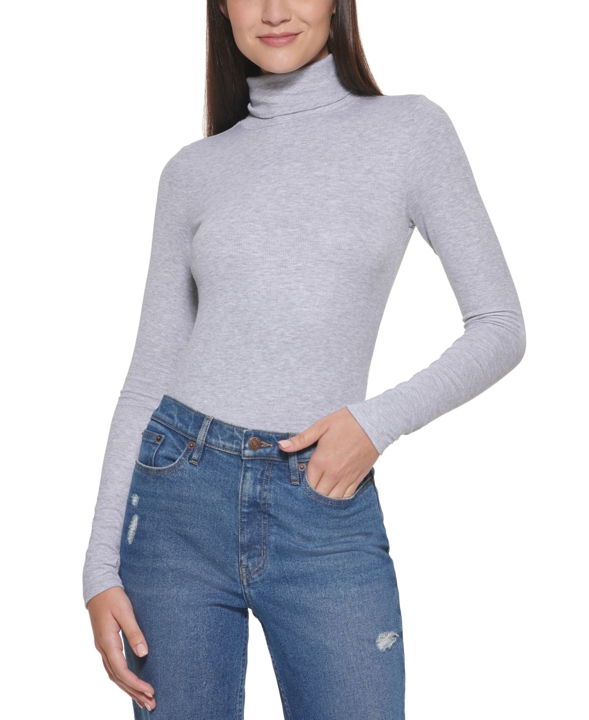 Calvin Klein Jeans Long-Sleeve Turtleneck Bodysuit | Macys (US)