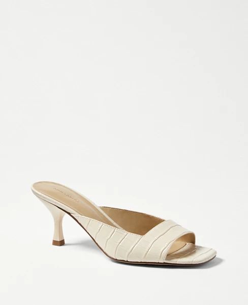 Embossed Leather Square Toe Sandals | Ann Taylor (US)