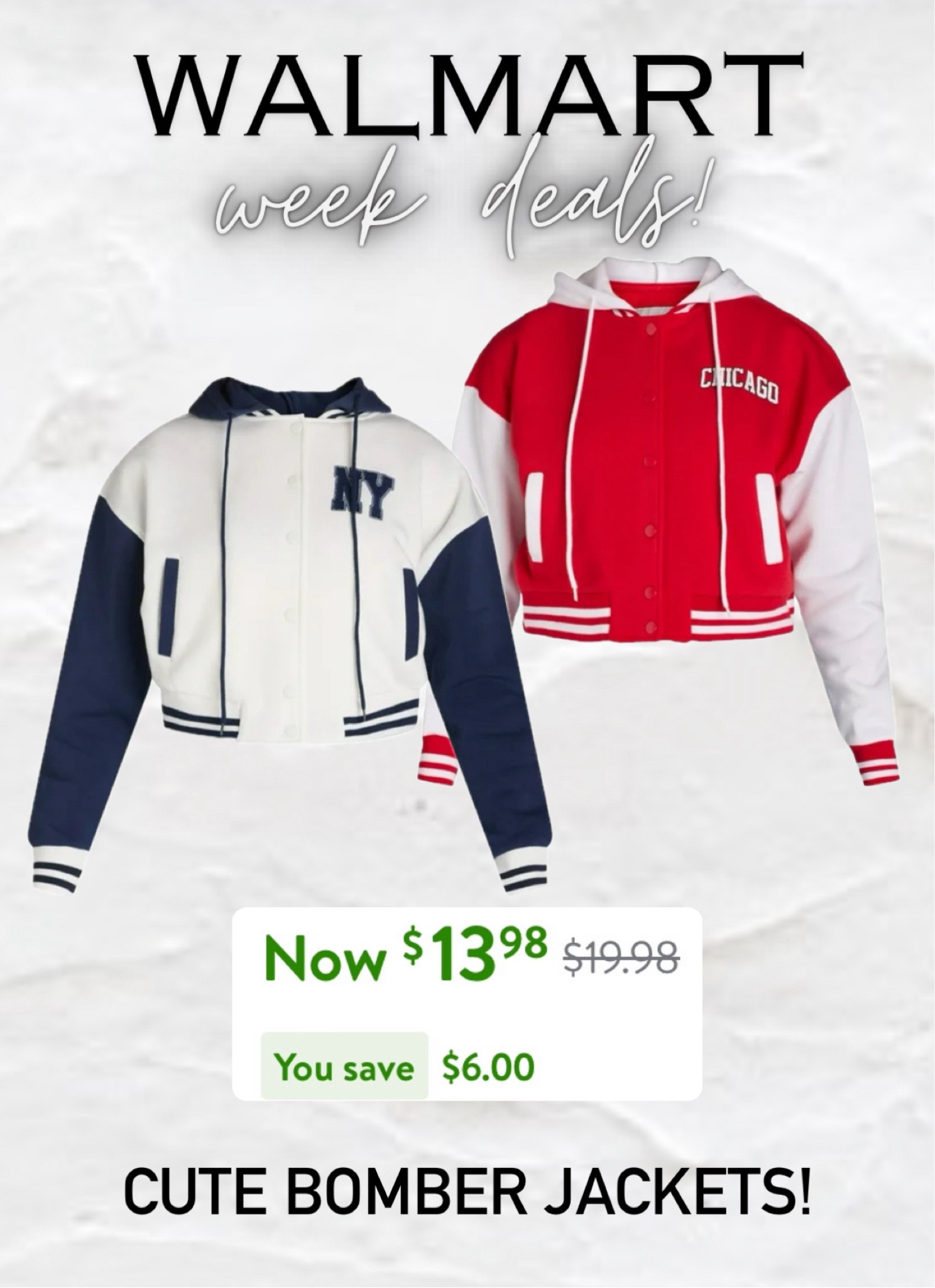 Cutest varsity bomber jackets! Back to school essential 👌 on sale for Walmart+ week! 

#LTKSummerSales #LTKStyleTip #LTKFindsUnder50
