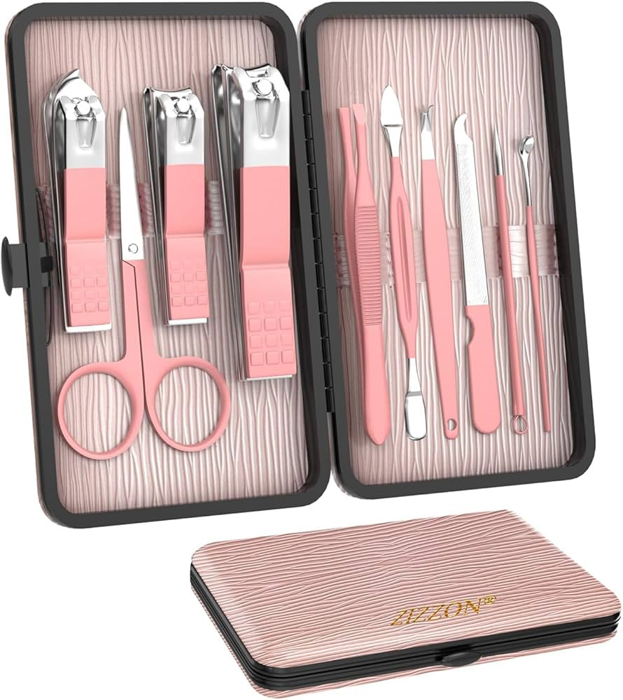ZIZZON Travel Mini Manicure Set Nail Clipper Set 10 in 1 Stainless Steel Pedicure Care Grooming k... | Amazon (US)