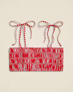 Smocked tie-shoulder top in striped cotton voile | J. Crew US