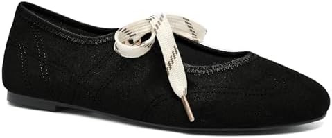 Yellhum Lace up Round Toe Ballet Flats for Women Cute Slip on Soft Mary Jane Flats Casual Balleri... | Amazon (US)