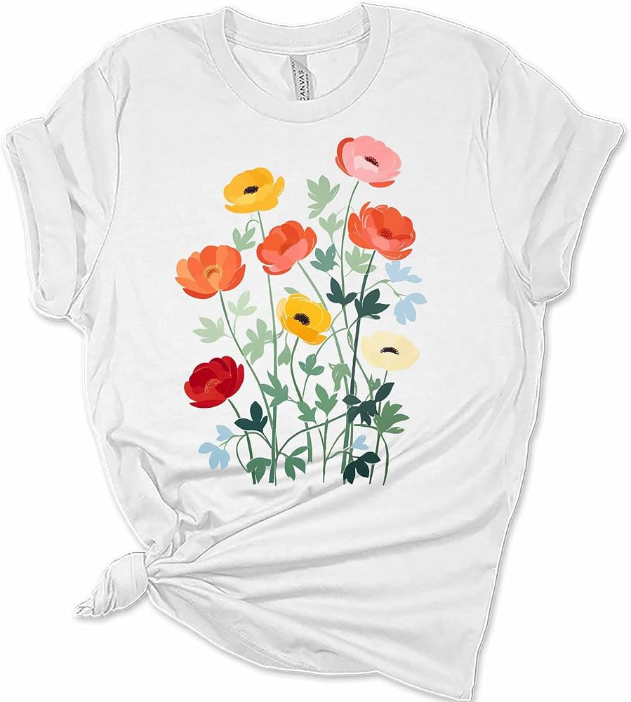 GyftWear Womens Floral Shirts Wildflower Vintage Graphic Tees Spring Short Sleeve Cottagecore T S... | Amazon (US)