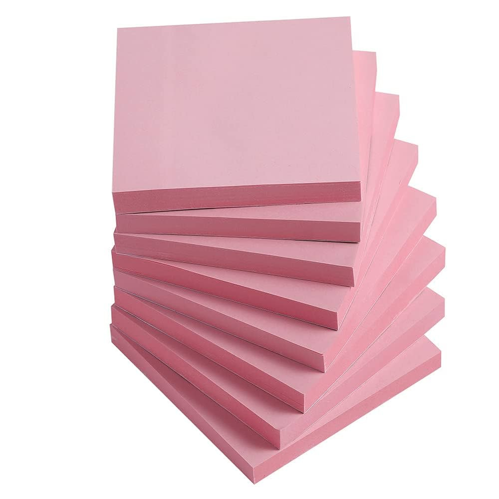 Sticky Notes 3x3 Inches,Light Pink Self-Stick Pads, Easy to Post for Home, Office, Notebook, 8 Pa... | Amazon (US)