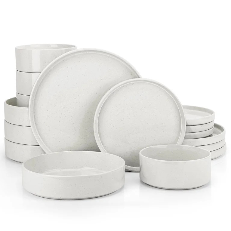 Vesteel 16 Pieces Dinnerware Sets, Premium Stoneware Dishes Set for 4, Speckled Plates and Bowls ... | Walmart (US)