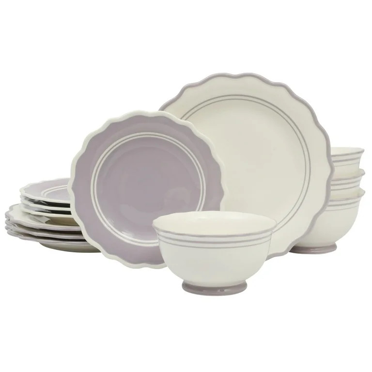 The Pioneer Woman Ainsley 12-Piece Ceramic Dinnerware Set, Iris | Walmart (US)