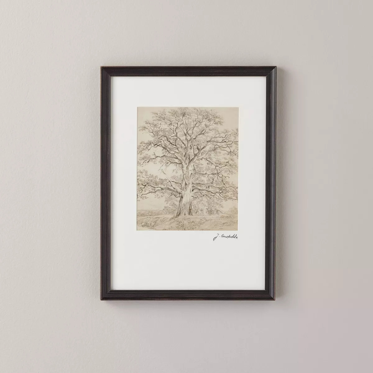 12"x16" Great Oak Tree Sketch Neutral Framed Wall Art - Hearth & Hand™ with Magnolia | Target