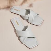 Minimalist Cross Strap Sliders | SHEIN