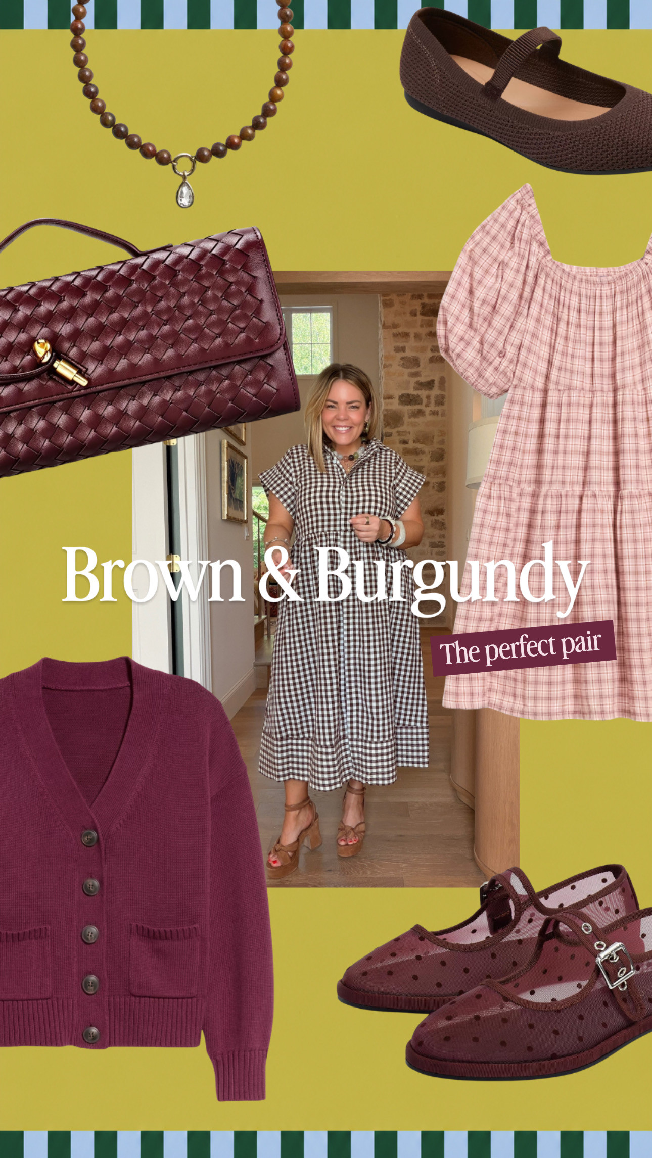 Brown and burgundy are the perfect color combination for fall! Style these plaid dresses with Mary Jane flats, a woven handbag, and layered jewelry for an easy fall outfit. #LTKSeasonal #LTKstyletip #LTKunder50 

 