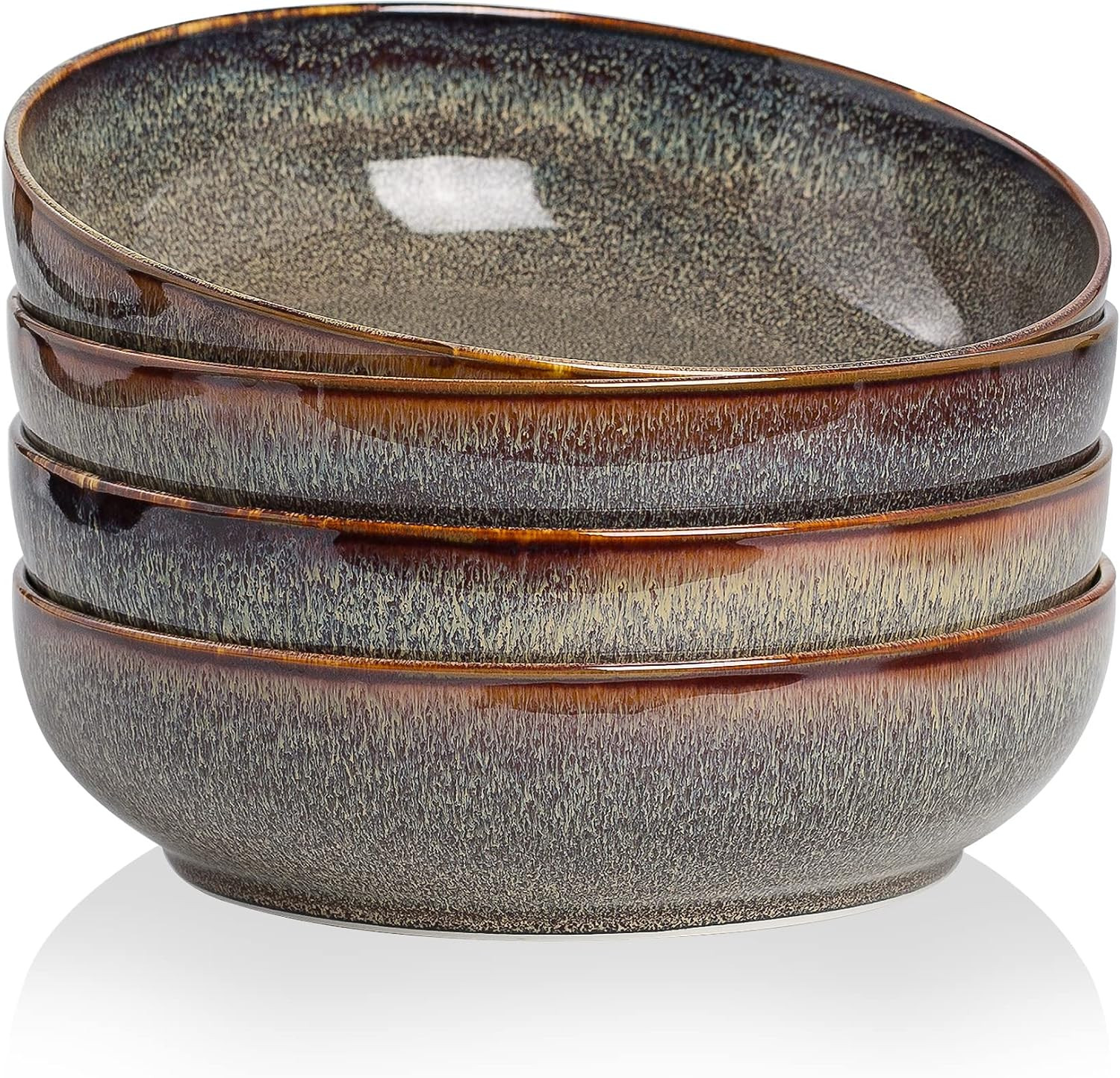 30oz Ceramic bowls set of 4-8" serving bowls for Kitchen,Pasta,Salad-Dishwasher & Microwave Safe Perfect for Housewarming, Thanksgiving, Christmas-Caramel Brown | Amazon (US)