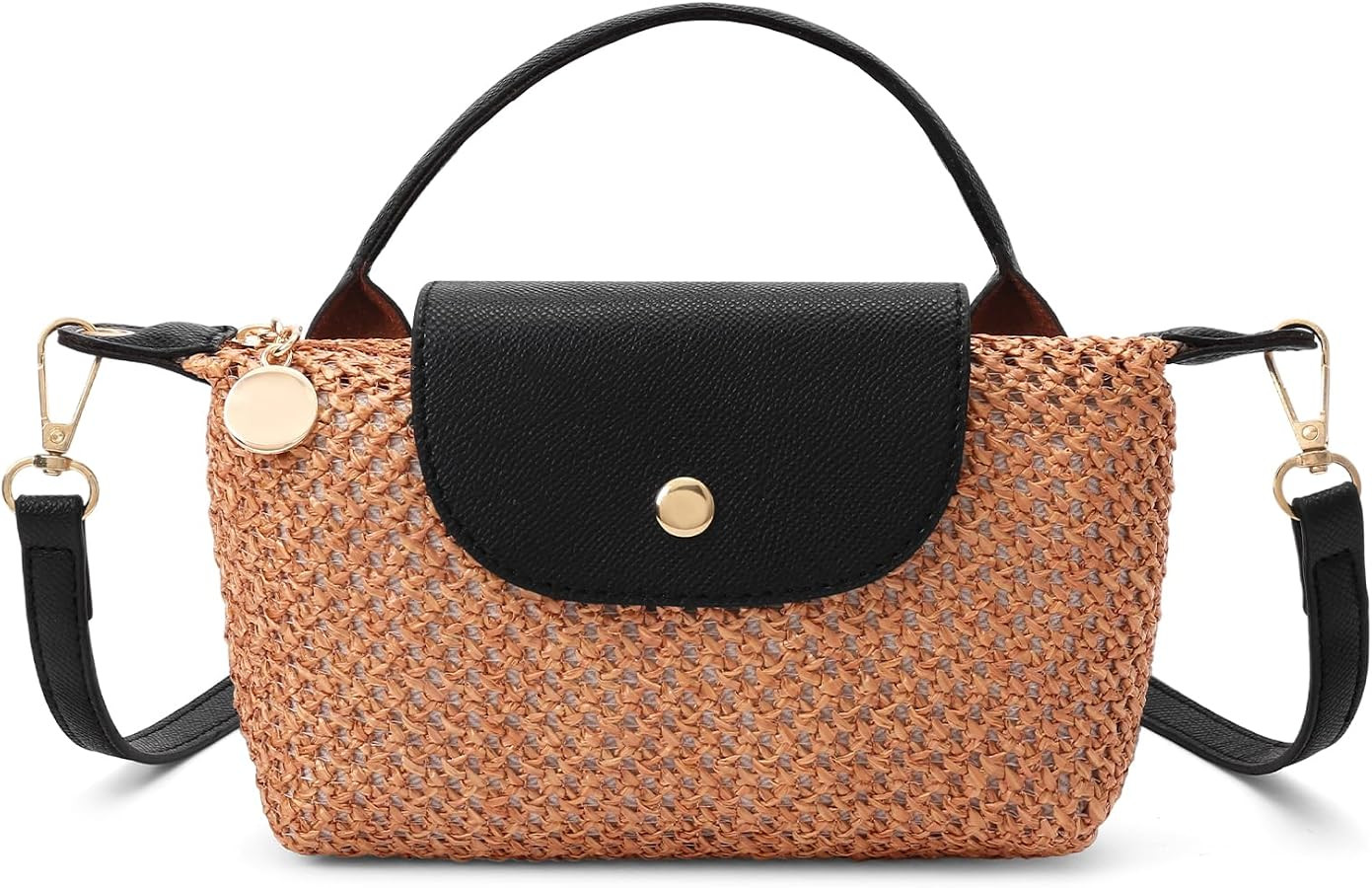 RNIEGA Mini Straw Braided Handbag for Women Leather Lightweight Crossbody Bag | Amazon (US)