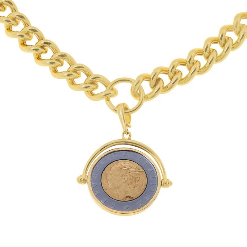 Bellezza Lira Coin Bronze Flip Pendant with Curb-Link Necklace | HSN