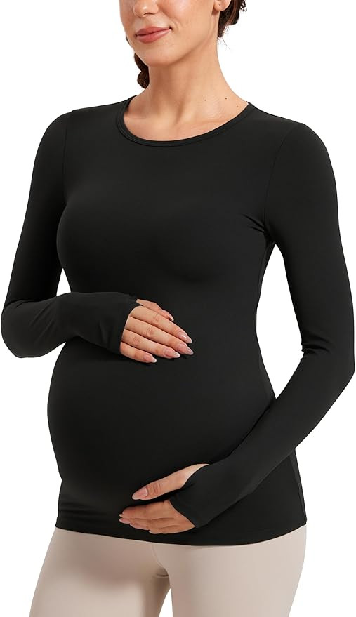 CRZ YOGA Womens Butterluxe Long Sleeve Maternity Tops Crewneck Pregnancy Basic Shirts Soft Athlet... | Amazon (US)