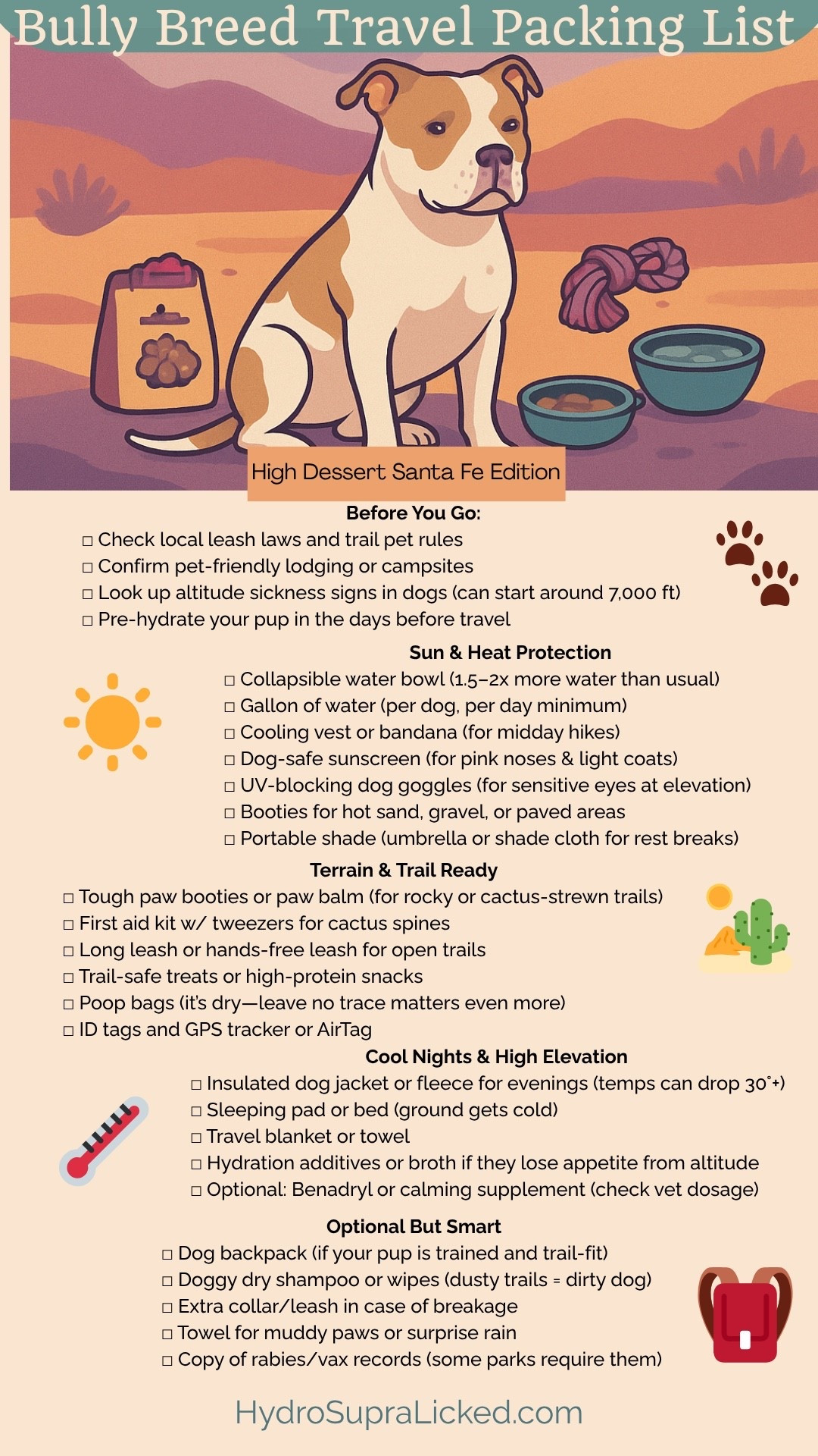 Heading out on a hike or road trip with your pup? This desert-ready packing guide has everything you need — especially if you’re traveling with a bully breed like my American Bully, Jake. From hydration hacks to paw protection, I packed smart for Santa Fe’s high desert heat, rocky trails, and dramatic sunsets. 🌄

✔️ Dog hiking essentials
✔️ Travel gear for outdoor dogs
✔️ Bully breed friendly must-haves
✔️ High desert tested (New Mexico approved!)

#LTKSeasonal #LTKPets #LTKActive