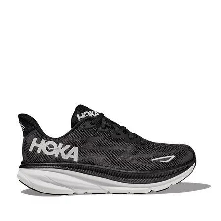 Hoka Women s Clifton 9 Sneaker Black/White 7.5 | Walmart (US)