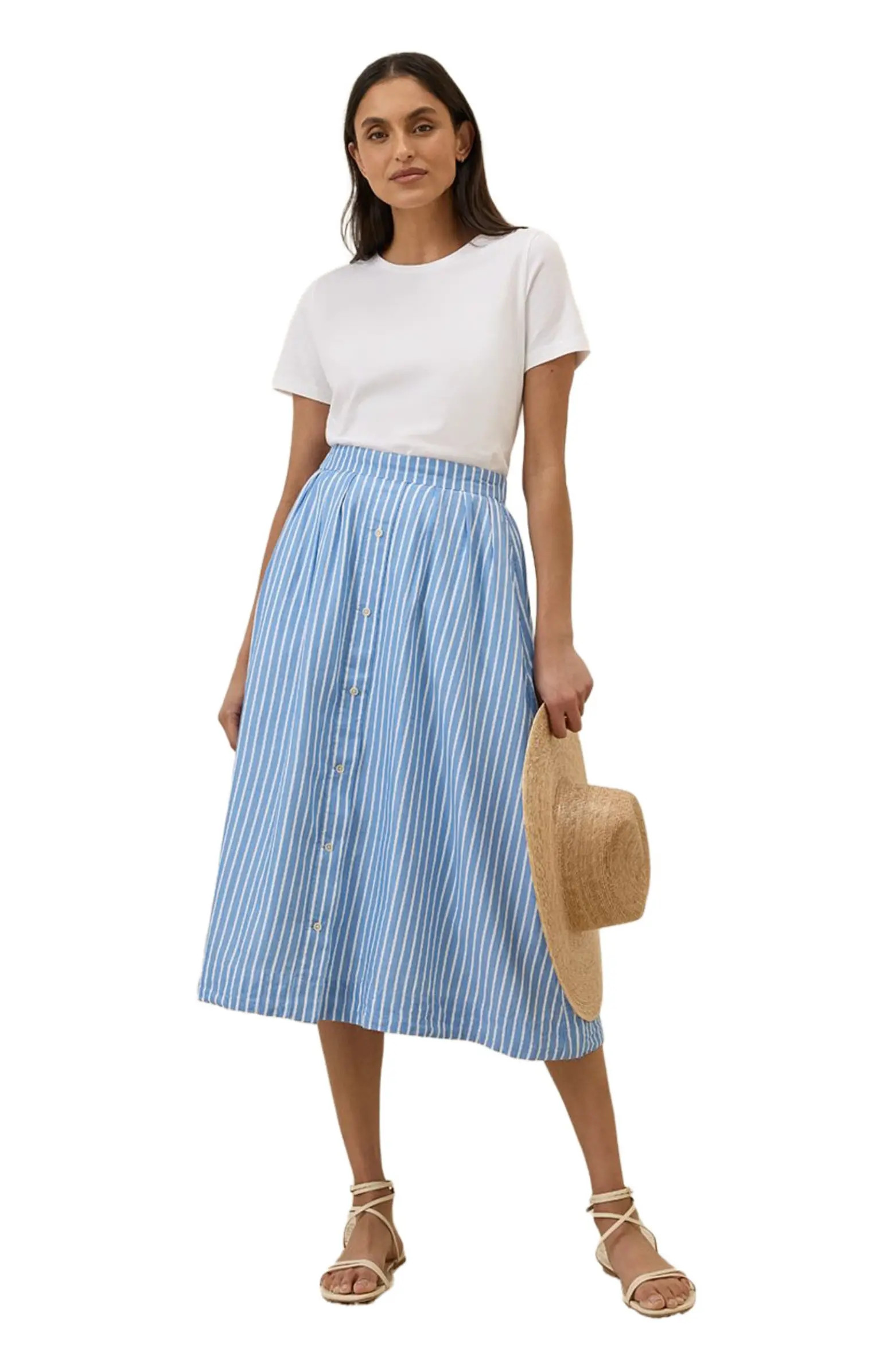 Organic Cotton Sunset Lightweight Cotton Button Skirt | Nordstrom