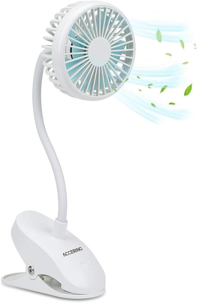 USB Portable Clip On Stroller Fan, 3 Speeds Flexible Bendable Mini Personal Desk Electric Fans wi... | Amazon (US)